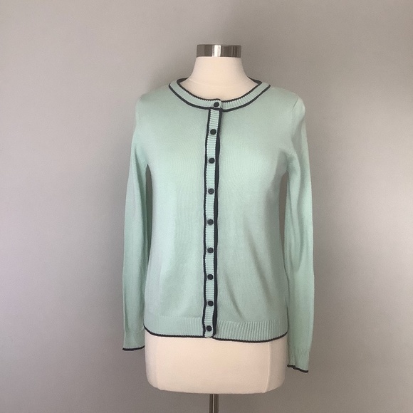 Modcloth Anthro Ringer Cardigan Sweater Aqua S - Picture 2 of 16